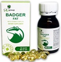 Badger Fat Capsules - Natural Source of Polyunsaturated Fatty Acids, 60 Count, 300 mg