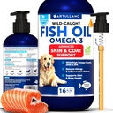 Omega 3 Fish Oil Liquid Supplement for Dogs - Skin & Coat Defense - Allergy Relief - High EPA & DHA - Joint & Bone Health - 16 FL OZ