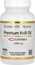 California Gold Nutrition Premium Krill Oil with Superba2 - Antarctic Krill Omega-3s for Heart & Brain Health - Gluten Free, Non-GMO - 1000 mg - 60 Softgels