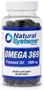 Natural Systems Naturasys Omega 369 Softgels - Triple Omega 3-6-9 Flax Seed Oil Supplements - 1000 mg 60 ct - Heart Health Support