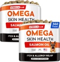 360 Ct StrellaLab Omega 3 Fish Oil Treats for Dogs - Skin & Coat Supplement - Allergy Relief - Anti-Shedding - Salmon Oil Chews