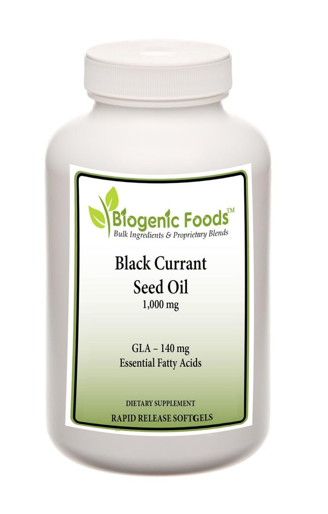 Biogenic Foods Black Currant Seed Oil - Rich in Essential Fatty Acids, 140 mg GLA, 1,000 mg Natural Source