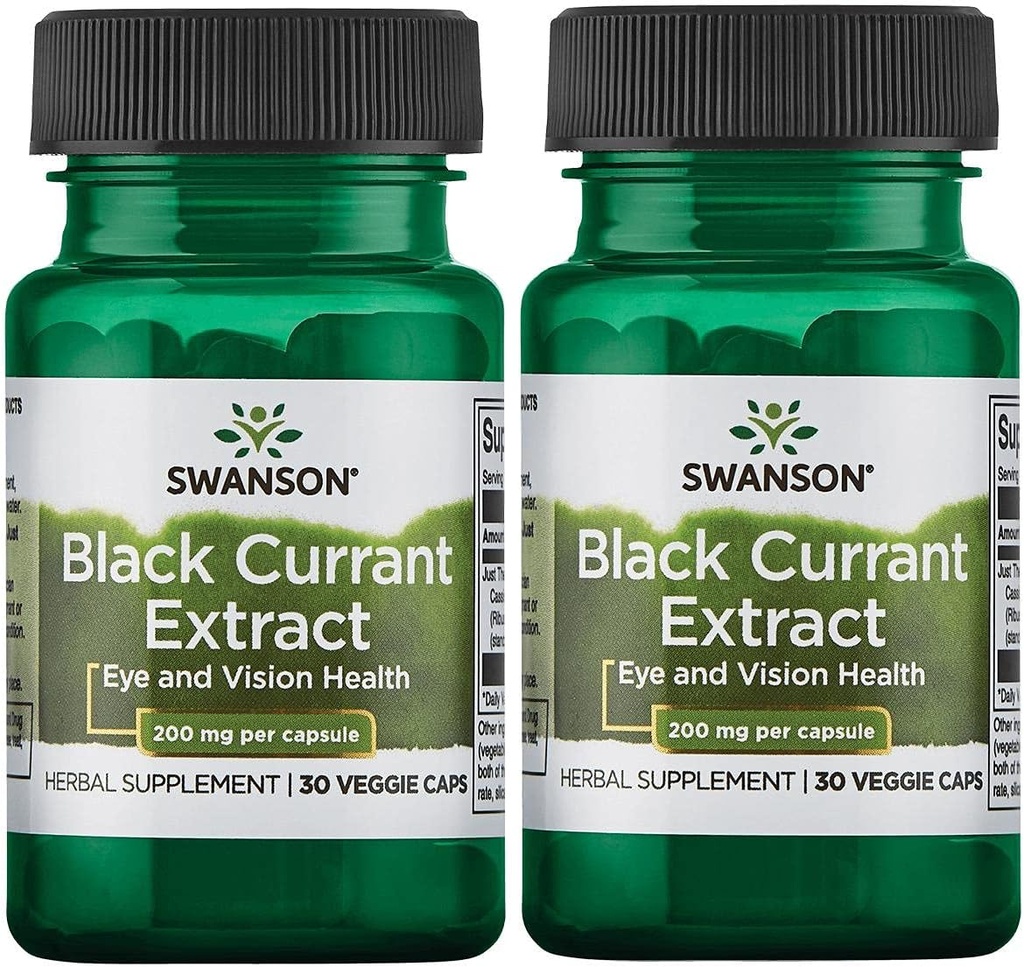 Swanson Black Currant Extract 200mg 30 Veg Capsules - Twin Pack