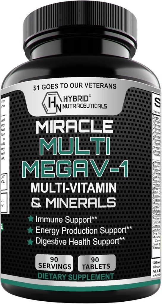 Nutraceuticals MEGAV-1 Multi-Vitamin with Probiotics & Mushroom Complex - Heart Health & Immune Support - 90 Tablets