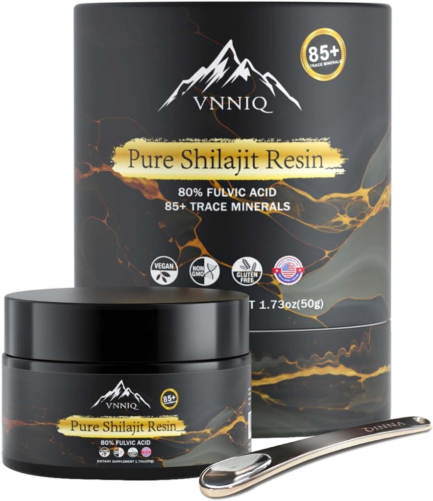 100% Pure Himalayan Shilajit Resin 600mg for Energy & Immune Support - High Potency Gold Grade Fulvic Acid with 85+ Trace Minerals - 50g