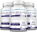 Hair, Skin, Nails Support Supplement with Biotin, Collagen, Vitamin B Complex, Silica, BioPerine - 180 Capsules - 3 Month Supply by Approved Science