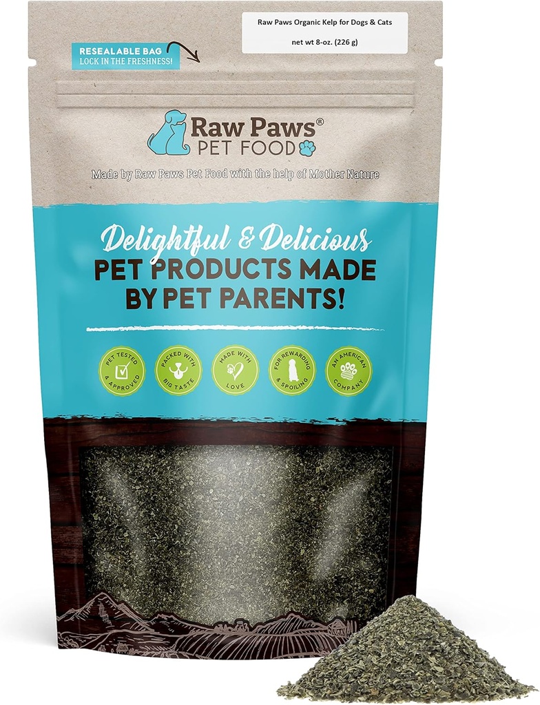 Organic Kelp Powder for Dogs & Cats - Rich in Iodine for Thyroid & Immune Health - Seaweed Supplement for Pets, 8-oz