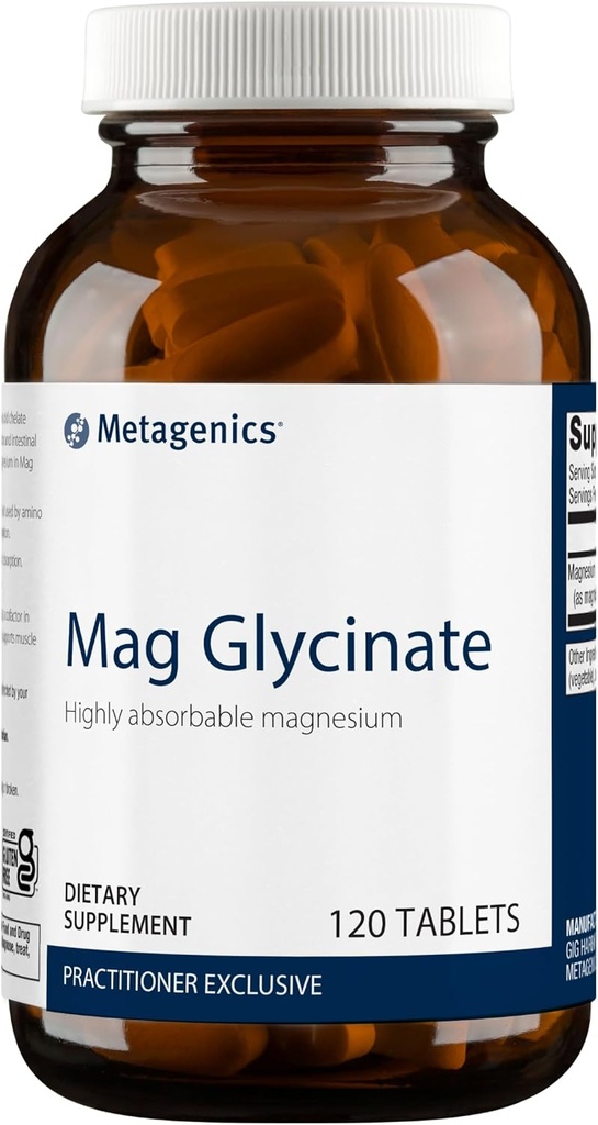 Metagenics Mag Glycinate: High Absorption Magnesium for Nervous System Support - Gluten-Free, Non-GMO, Vegetarian - 120 Tablets