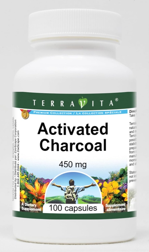 Terravita Activated Charcoal Capsules - 450mg (100 count, ZIN: 510652)