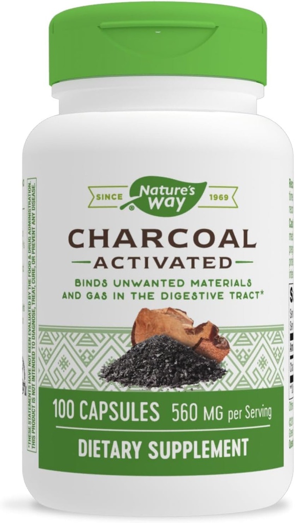 Activated Charcoal Capsules by Nature's Way - Natural Detox and Digestive Support Supplement