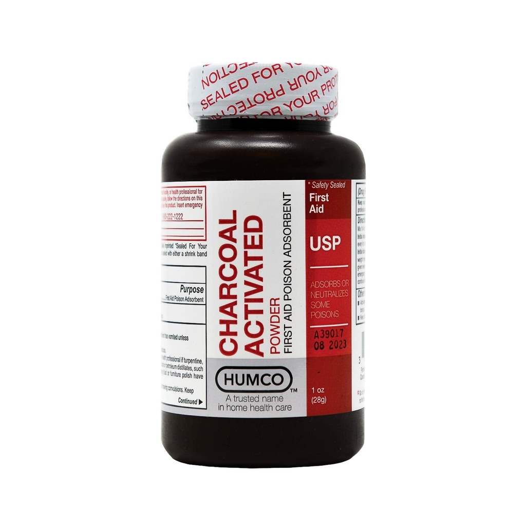 Activated Charcoal Powder USP 1 oz - HUMCO 52791001, Fine Powder for Detox and Digestive Health, American-Made