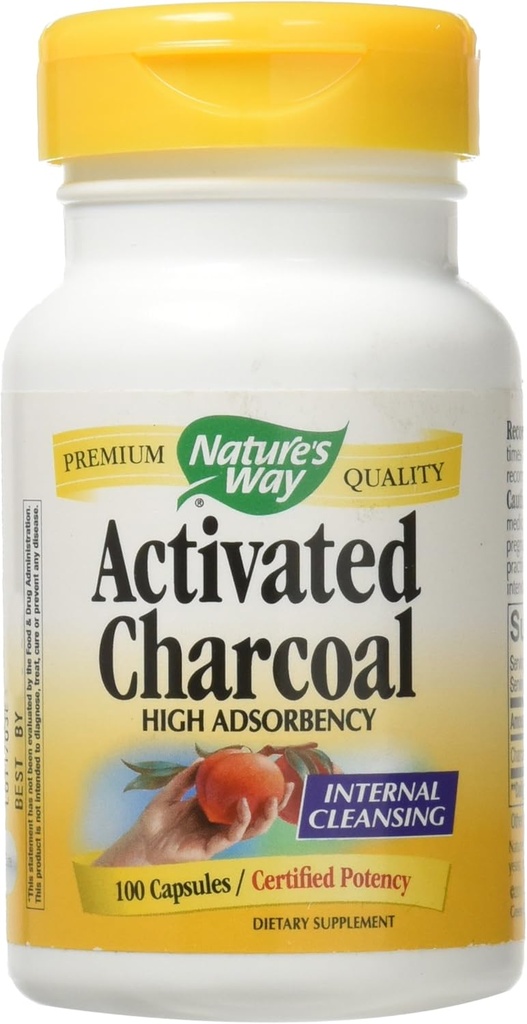 560mg Activated Charcoal in 100 Capsules by Nature's Way | Natural Detox and Digestive Support