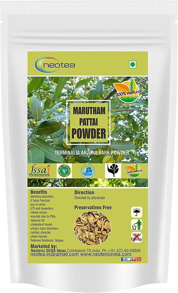 Organic Neotea Arjuna Bark Powder - 300 GM | Ayurvedic Heart Health Supplement
