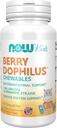 NOW Foods BerryDophilus™ Chewable Probiotic Supplements - 2 Billion CFU, 10 Strains, Xylitol Sweetened - 60 Count