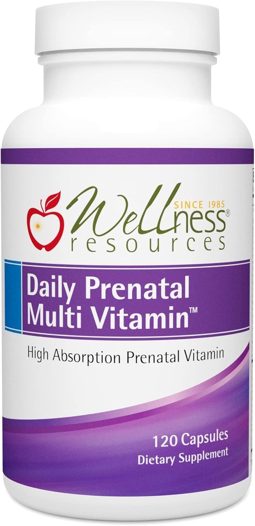 High Absorption Prenatal Multi Vitamin with Methyl Folate, Coenzyme B Vitamins, and Iron Bisglycinate - 120 Capsules