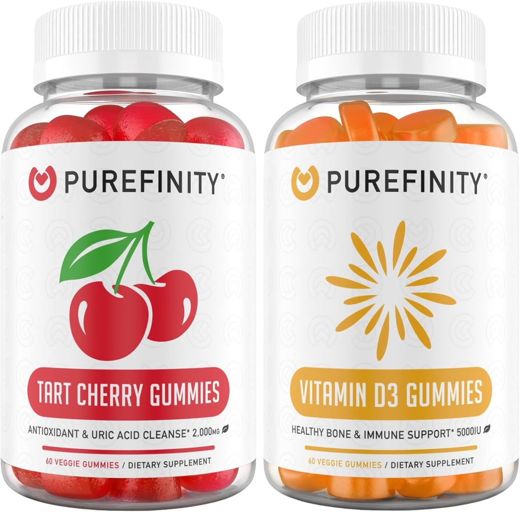 Tart Cherry & Vitamin D3 Gummies Bundle for Uric Acid Flush and Cleanse