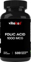 500 Vegetarian Tablets of Vitabod Folic Acid 1 mg (1000 mcg) - Essential Prenatal and Postnatal Vitamin B9