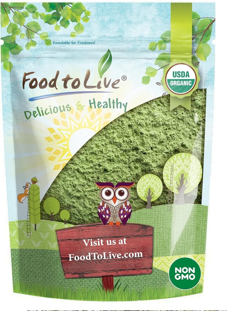 Organic Wheatgrass Powder 8oz - Non-GMO Raw Vegan Superfood Rich in Fiber & Minerals for Juice