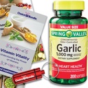 Garlic Softgels Bundle with Odor Control, 1,000mg 200 CT + Vitamin Guide & Pill Container