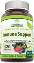120 Count Herbal Secrets Immune Support Chewable Tablets with Vitamin C & Elderberry - Berry Flavor - Non-GMO & Gluten-Free - Made in USA