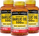 3 Packs of MASON NATURAL Odorless Garlic Oil 500mg Softgels - Promotes Healthy Circulation - 100 Softgels per Pack