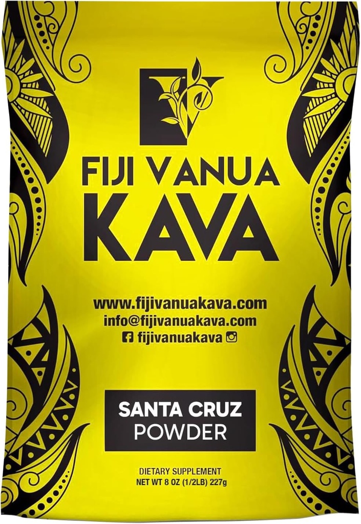 Premium Fiji Vanua Kava Santa Cruz Powder - Smooth and Creamy Noble Root Powder, 8 oz Easy to Prepare