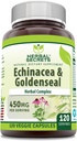 Herbal Secrets Echinacea & Goldenseal Root Supplement - 450 Mg Per Serving - Veggie Capsules - Non-GMO - Gluten-Free - Made in USA - 120 Count