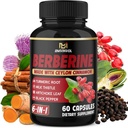 Berberine HCl Supplement with Ceylon Cinnamon, Turmeric, Artichoke, Milk Thistle - 60 Capsules