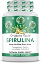 1500mg Organic Veda Spirulina Capsules - Green Superfood Supplement - Nutrient-Rich Blue-Green Algae - 300 Vegan Capsules