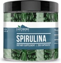 200 Pure & Undiluted Spirulina Capsules by Earthborn Elements - No Additives