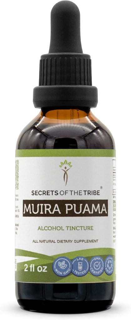 Muira Puama Tincture Alcohol Extract - Secrets of the Tribe - 2 oz Bottle