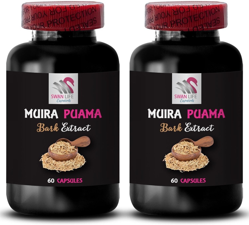 Muira Puama Bark Extract Performance Boost - Mindset and Energy Support - Plant-Based Herbal Formula - 2 Bottles 120 Capsules