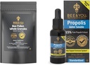 BEE & YOU Bee Pollen Granules Bundle with Natural Propolis Extract Drops - Immune Support Supplement with Antioxidants & Vitamins - 5oz Bag