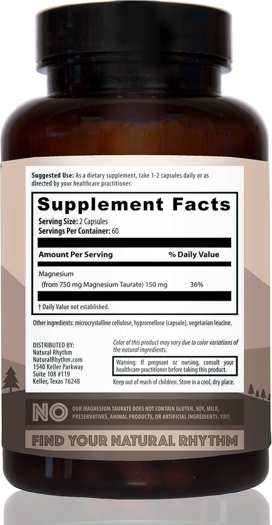 Magnesium Taurate Capsules with Vitamin D3 & K2 Bundle - 120 Capsules + 30 Capsules