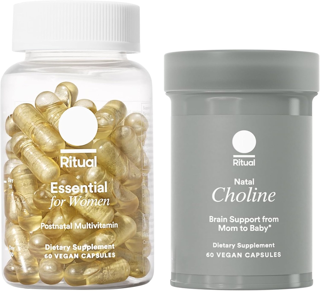 Postnatal Mom-to-Baby Set with Multivitamin and Choline Supplements for Lactation, Immune Support, and Baby's Cognitive Function