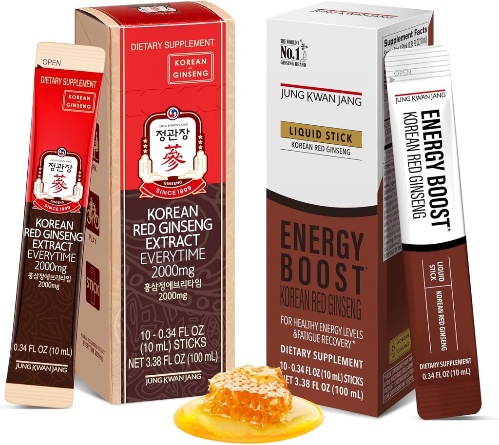 Korean Red Ginseng Extract Everytime 2000mg for Energy Boost & Immune Support - 20 Count Pack - Caffeine-Free Ginseng Supplement
