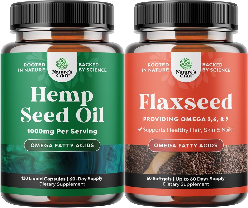 Naturalmetabolism boosterSeed Oil & Omega Flaxseed Softgels Bundle - Joint Support & Omega 3 6 9 Supplement for Hair, Skin, Nails