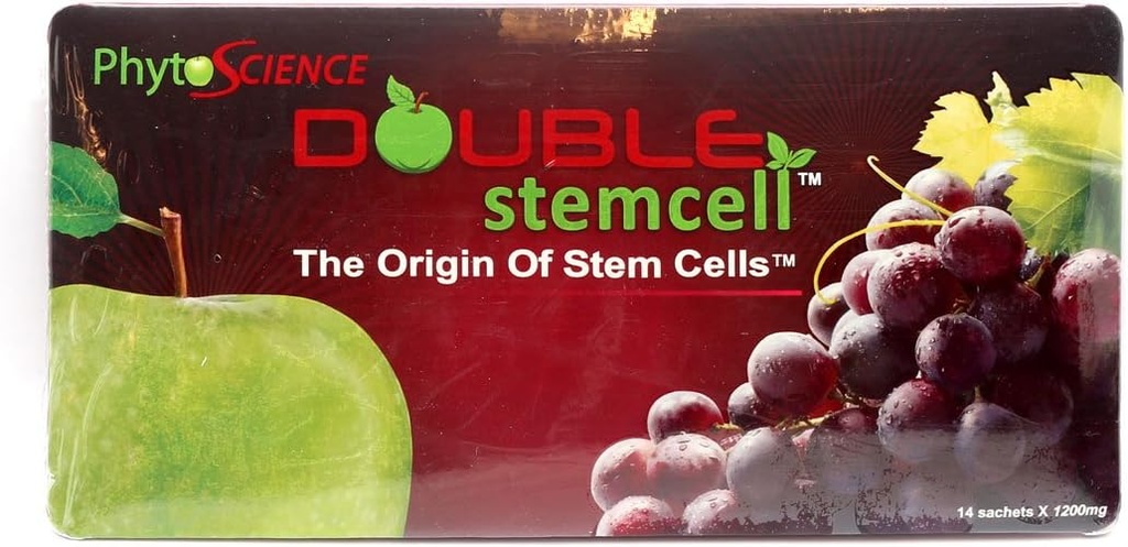 Anti-Aging Phytoscience Double Stem Cell Supplement with Acai Berry & Blueberry Extract - Reduce Wrinkles, Pores, Pimples, Fine Lines, & Improve Skin Texture (14 Sachets)