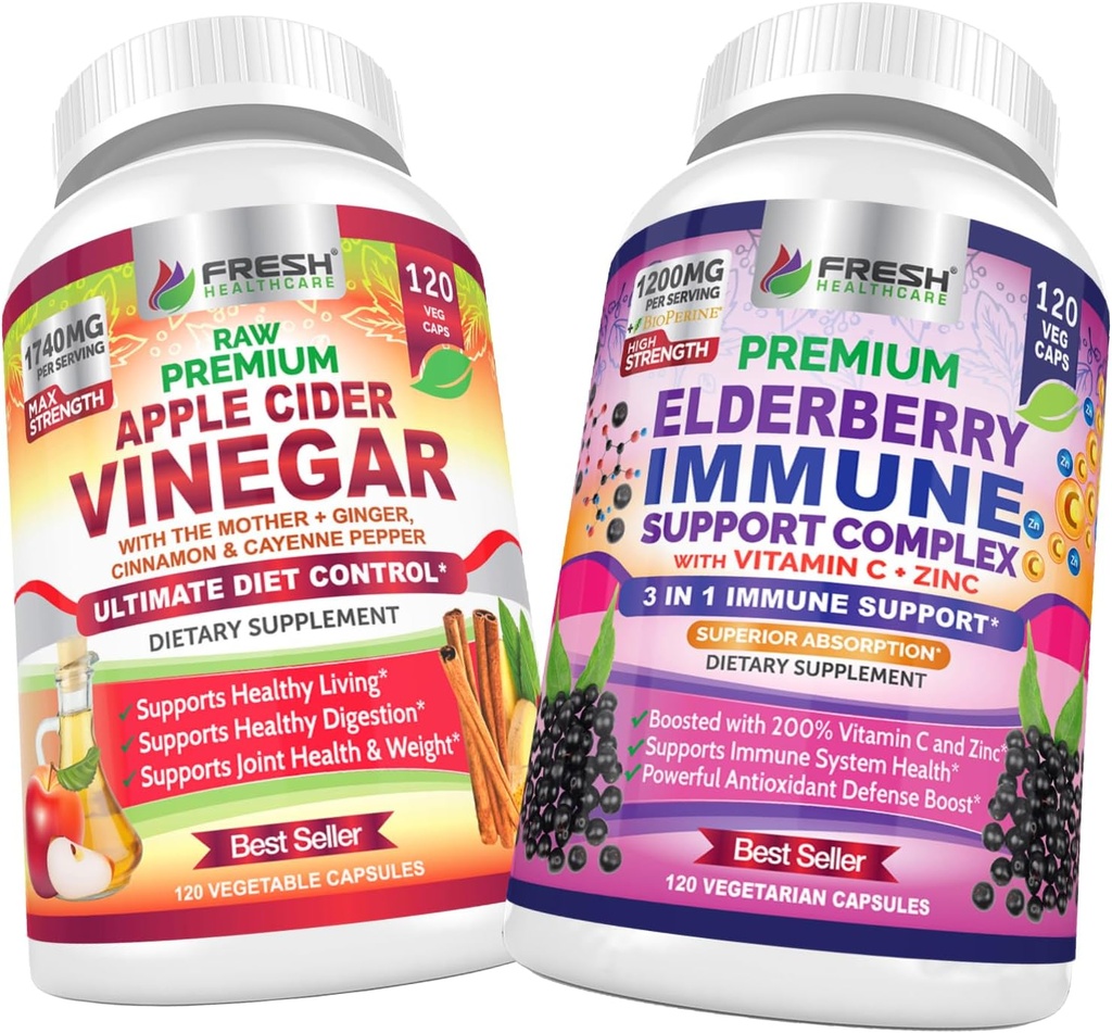 Bundle of Fresh Healthcare Apple Cider Vinegar and Elderberry for Immune Support