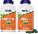 Now Foods Chlorella Tablets - 1000mg, 200 Count (Pack of 2) - Rich in Chlorophyll, Beta-Carotene - Non-GMO, Vegan - Superfood Supplement for Women and Men
