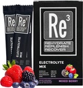Re3 Electrolyte Powder Packets - Hydrate, Replenish, Recover - Mixed Berry Flavor - Sugar-Free, Low Calorie, Vitamin & Mineral Mix