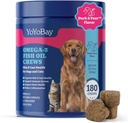 Omega 3 Fish Oil Chews for Dogs & Cats - Duck & Pear Flavored Soft Chews with Flaxseed Oil, EPA & DHA - Promotes Skin & Coat Health, Anti-Inflammatory Support - 180 Count