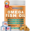 Omega 3 Fish Oil Chews for Dogs - Skin and Coat Care Treats with Salmon, Anchovy, Sardine, Perilla, Flaxseed Oil for Healthy Skin and Shiny Fur