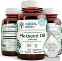 Organic Flaxseed Oil Softgels for Hair Growth, Slimming Formula & Immune System Support - Omega 3 6 9, 1000mg, 90 Capsules
