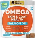 Omega 3 Fish Oil Chews for Dogs (180 Ct) - Skin & Coat Support - Allergy Relief - Shiny Coat - EPA & DHA Fatty Acids - Salmon Oil Promotes Heart Health