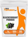 Blackcurrant Powder Supplement - Superfood from Black Currant Berry, Air Dried, Gluten Free - 500g (1.1 lbs) Pack of 1 - BulkSupplements