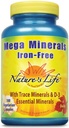 100 Count Nature's Life Mega Minerals Supplement without Iron - Essential Mineral Blend for Daily Health Support