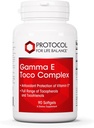 Protocol Gamma E Toco Complex: Vitamin E 300mg Softgels for Cardio & Brain Health, Antioxidant Support, Halal & Dairy Free