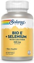 High Absorption Solaray Bio Vitamin E with Selenium 400IU for Healthy Heart, Antioxidant Activity, and Skin Support - 120 Softgels