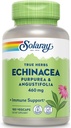 Solaray Echinacea Purpurea & Angustifolia Root 460 mg Capsules for Immune & Respiratory Health | 180 Vegetarian Capsules